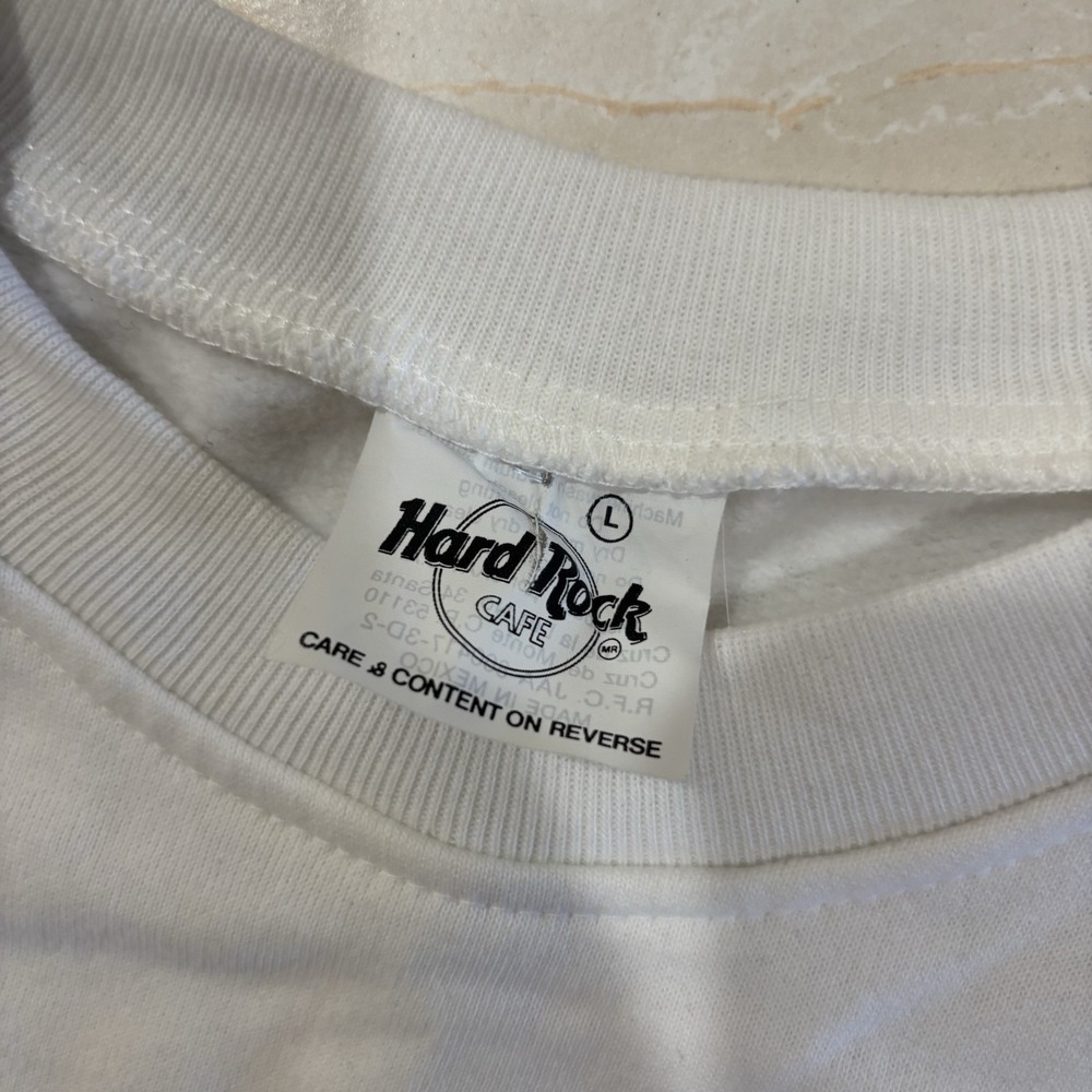 Vintage Hard Rock Cafe Sweater Cancun Mexico Crewneck White Men's L 90s Y2K - Picture 5 of 10